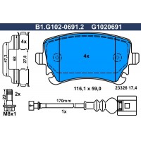 B1.G102-0691.2 GALFER Комплект гальмівних колодок дисковий гальм