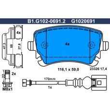 B1.G102-0691.2 GALFER Комплект гальмівних колодок дисковий гальм