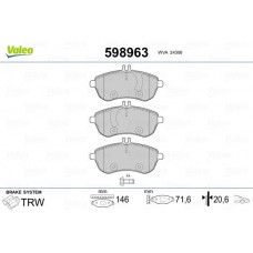598963 VALEO Комплект гальмівних колодок дисковий гальм