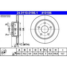 24.0110-0186.1 ATE Гальмівний диск