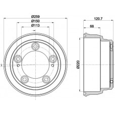 8DT 355 303-221 HELLA PAGID Гальмівний барабан