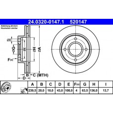 24.0320-0147.1 ATE Гальмівний диск