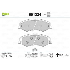 601324 VALEO КомплеК т гальмівних колодок, дискове гальмо