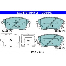 13.0470-5647.2 ATE Комплект гальмівних колодок дисковий гальм