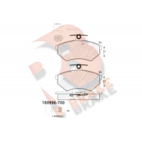 RB0996-700 R BRAKE Комплект гальмівних колодок дисковий гальм
