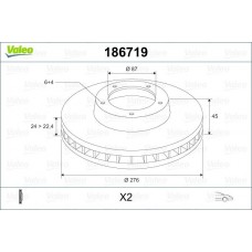 186719 VALEO Гальмівний диск