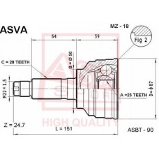 MZ-18 ASVA Шарнирный комплект, Привідний вал