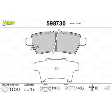 598730 VALEO Комплект гальмівних колодок дисковий гальм