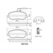 DBP1836 DANAHER Комплект гальмівних колодок дисковий гальм