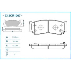 C12CR1007 CWORKS Комплект гальмівних колодок дисковий гальм