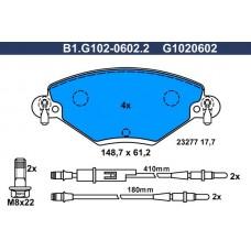 B1.G102-0602.2 GALFER Комплект гальмівних колодок дисковий гальм