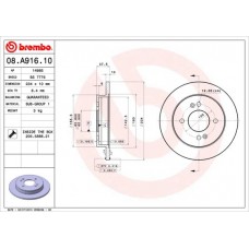 08.A916.10 BREMBO Гальмівний диск