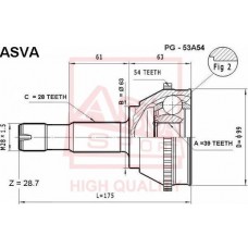 PG-53A54 ASVA Шарнирный комплект, Привідний вал