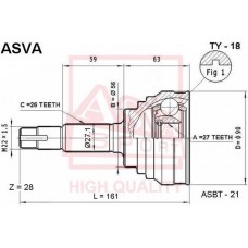 TY-18 ASVA Шарнирный комплект, Привідний вал