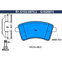 B1.G102-0875.2 GALFER Комплект гальмівних колодок дисковий гальм