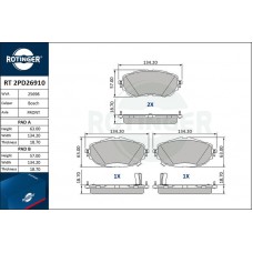 RT 2PD26910 ROTINGER Комплект гальмівних колодок дисковий гальм