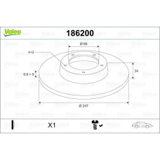 186200 VALEO Гальмівний диск