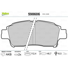 598606 VALEO Комплект гальмівних колодок дисковий гальм