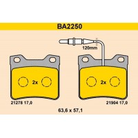 BA2250 BARUM Комплект гальмівних колодок дисковий гальм