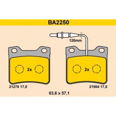 BA2250 BARUM Комплект гальмівних колодок дисковий гальм