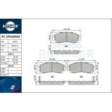 RT 2PD20460 ROTINGER Комплект гальмівних колодок дисковий гальм