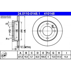 24.0110-0148.1 ATE Гальмівний диск