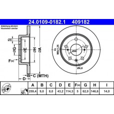 24.0109-0182.1 ATE Гальмівний диск