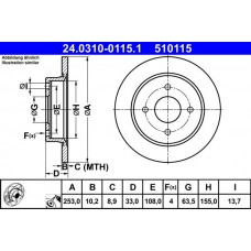 24.0310-0115.1 ATE Гальмівний диск
