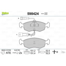 598424 VALEO КомплеК т гальмівних колодок, дискове гальмо