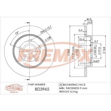 BD-3965 FREMAX Гальмівний диск