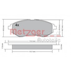 1170404 METZGER Комплект гальмівних колодок дисковий гальм