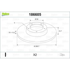 186605 VALEO Гальмівний диск
