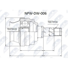 NPW-DW-006 NTY Шарнирный комплект, Привідний вал