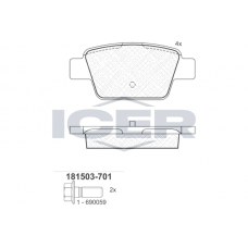 181503-701 ICER Комплект гальмівних колодок дисковий гальм