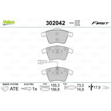 302042 VALEO КомплеК т гальмівних колодок, дискове гальмо