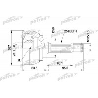PCV1048 PATRON Шарнирный комплект, Привідний вал