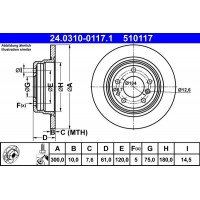 24.0310-0117.1 ATE Гальмівний диск