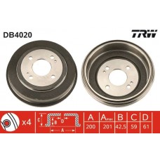 DB4020 TRW Гальмівний барабан
