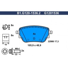 B1.G120-1536.2 GALFER КомплеК т гальмівних колодок, дискове гальмо