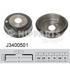 J3400501 NIPPARTS Гальмівний барабан