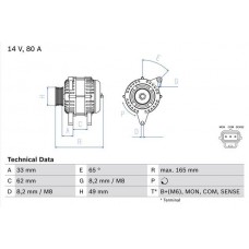 0 986 044 671 BOSCH Генератор