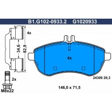 B1.G102-0933.2 GALFER Комплект гальмівних колодок дисковий гальм