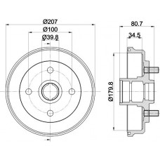 8DT 355 302-061 HELLA PAGID Гальмівний барабан