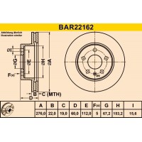 BAR22162 BARUM Гальмівний диск