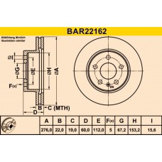BAR22162 BARUM Гальмівний диск