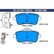 B1.G120-1380.2 GALFER Комплект гальмівних колодок дисковий гальм