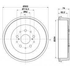 8DT 355 302-511 HELLA PAGID Гальмівний барабан