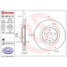 09.N316.21 BREMBO Гальмівний диск
