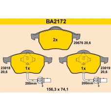 BA2172 BARUM Комплект гальмівних колодок дисковий гальм