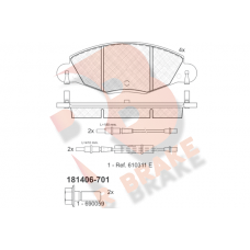 RB1406-701 R BRAKE Комплект гальмівних колодок дисковий гальм